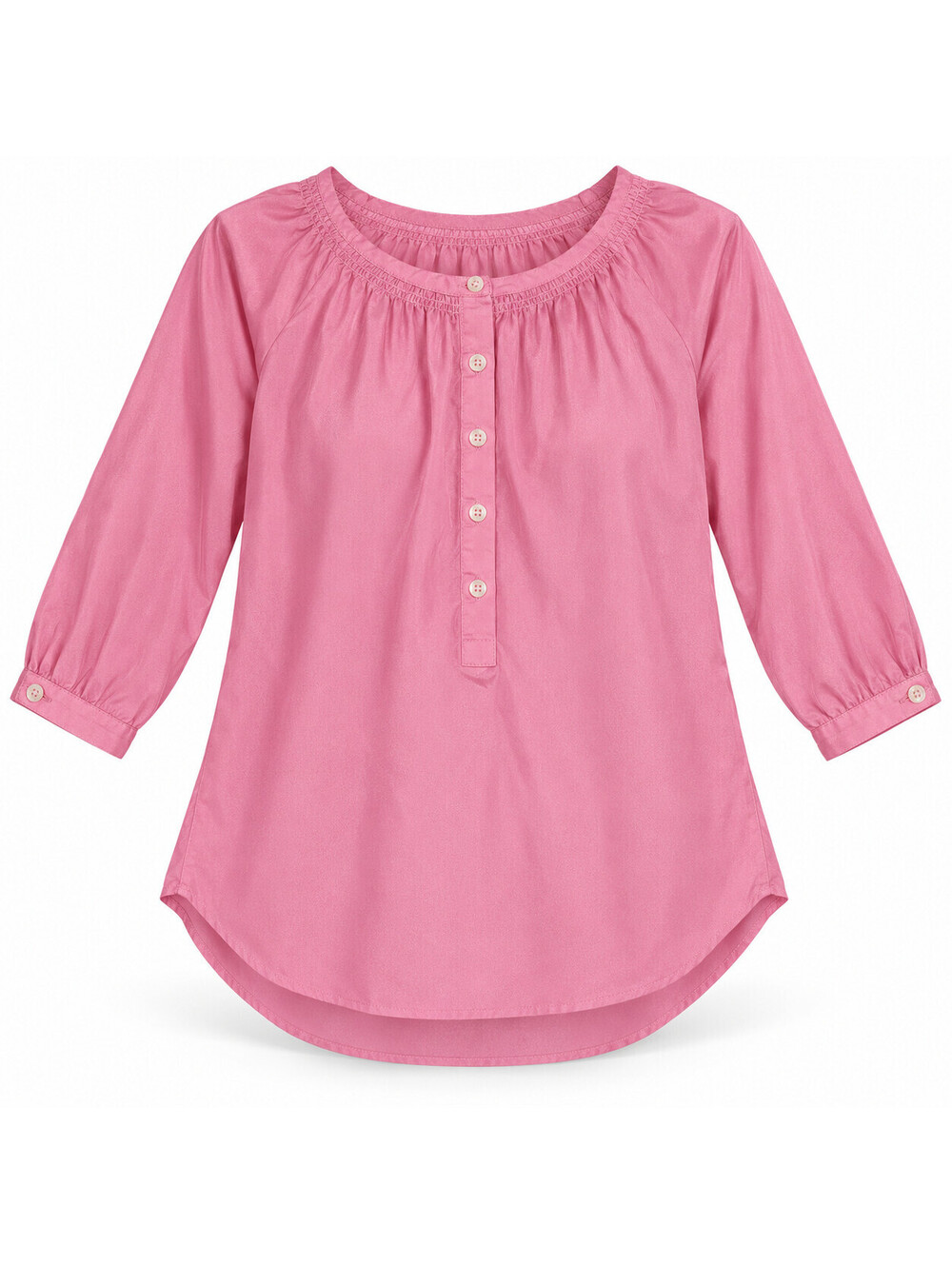 Lauren Ralph Lauren Pink Peasant Blouse Womens M 3/4 Sleeve Button Tunic Boho